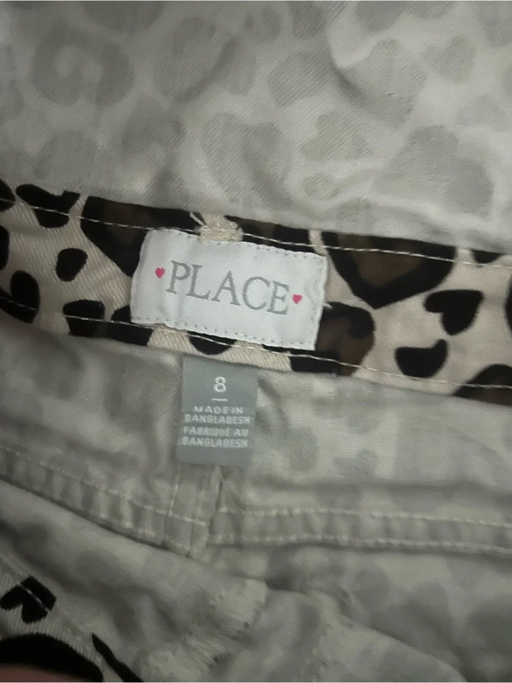 Place Leopard Heart Print Short Overalls - Cream & Black
